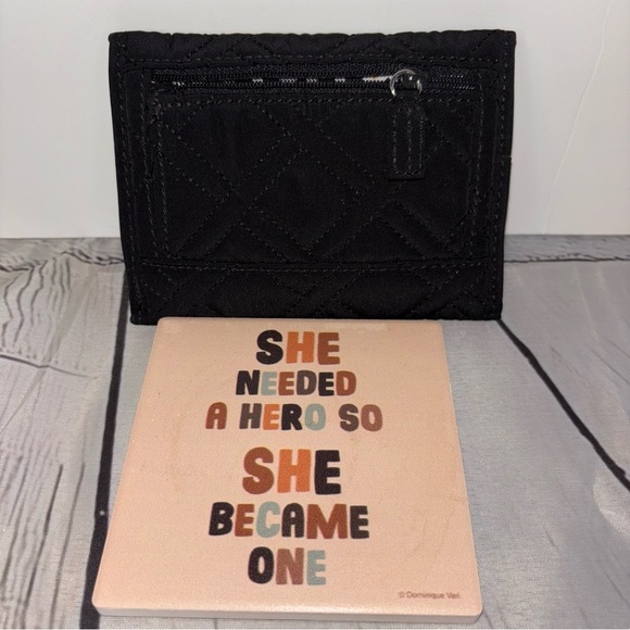 Vera Bradley Euro Wallet Classic Black Quilted Microfiber - Picture 3 of 7